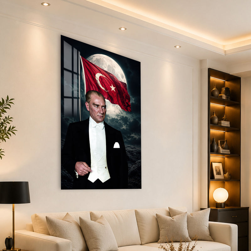 Ay Işığında Atatürk Cam Tablo