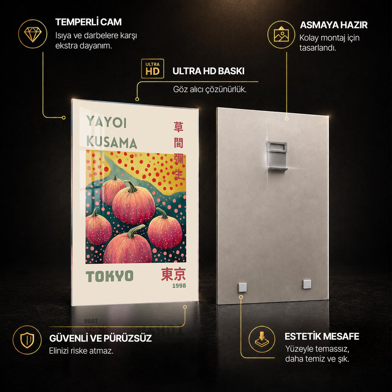Pembe Noktalı Kabak Bahçesi Cam Tablo – Cam Tablo