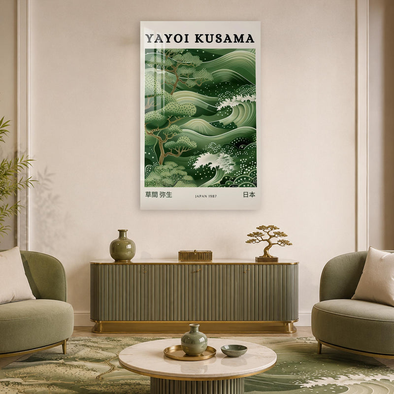 Yeşil Dalgalar ve Ağaçlar Cam Tablo – Cam Tablo