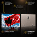 Bayrakta Atlı Atatürk Cam Tablo