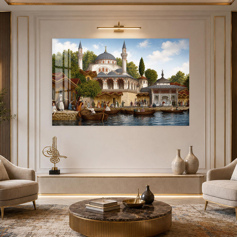Osmanlı Sahil Camii ve Kayıklar Cam Tablo – Cam Tablo