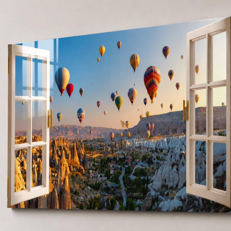 Kapadokya Sıcak Hava Balonları Cam Tablo – Cam Tablo
