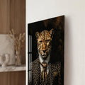 Takım Elbiseli Leopar Beyefendi Cam Tablo – Cam Tablo