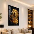 Gece Parlayan Altın Monstera Cam Tablo – Cam Tablo