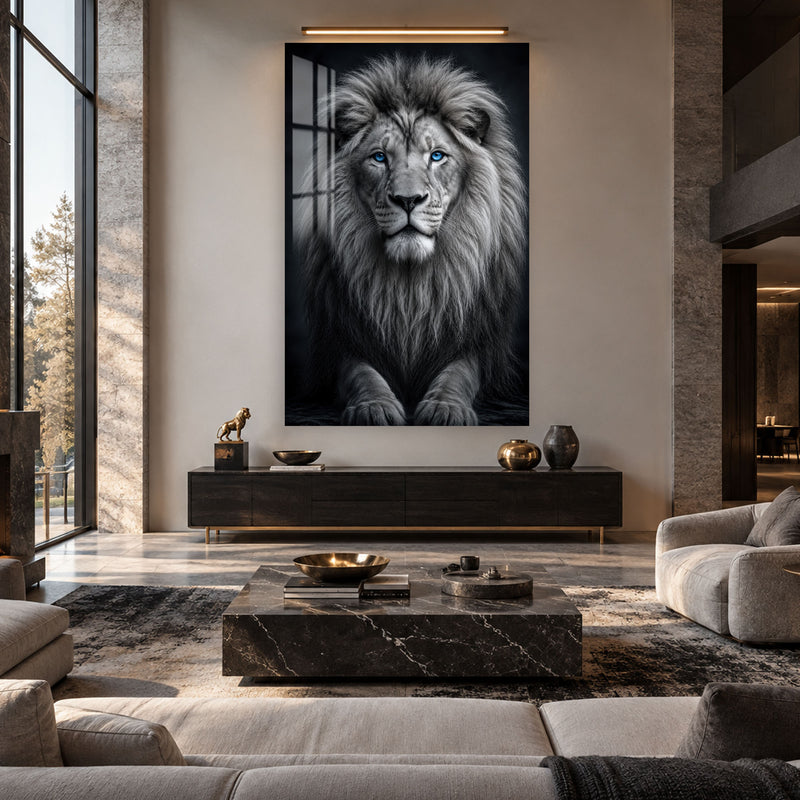 Mavi Gözlü Aslan Cam Tablo – Cam Tablo