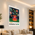 Turuncu Vazoda Benekli Çiçekler Cam Tablo – Cam Tablo