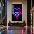 Neon Kurt Başı Cam Tablo – Beyaz Çerçeveli Cam Tablo