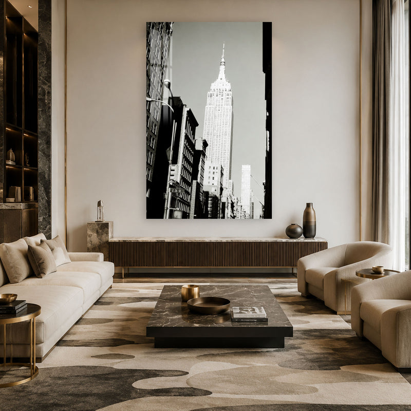 Empire State Siyah Beyaz Cam Tablo – Cam Tablo