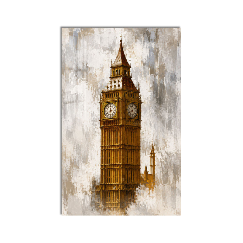 Altın Saatli Londra Kulesi Cam Tablo – Cam Tablo