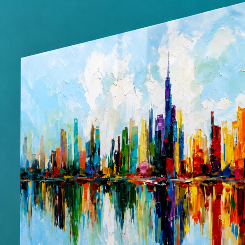 Renkli Şehir Skyline Gündüz Cam Tablo – Cam Tablo