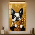Ananaslı Boston Terrier Cam Tablo – Cam Tablo