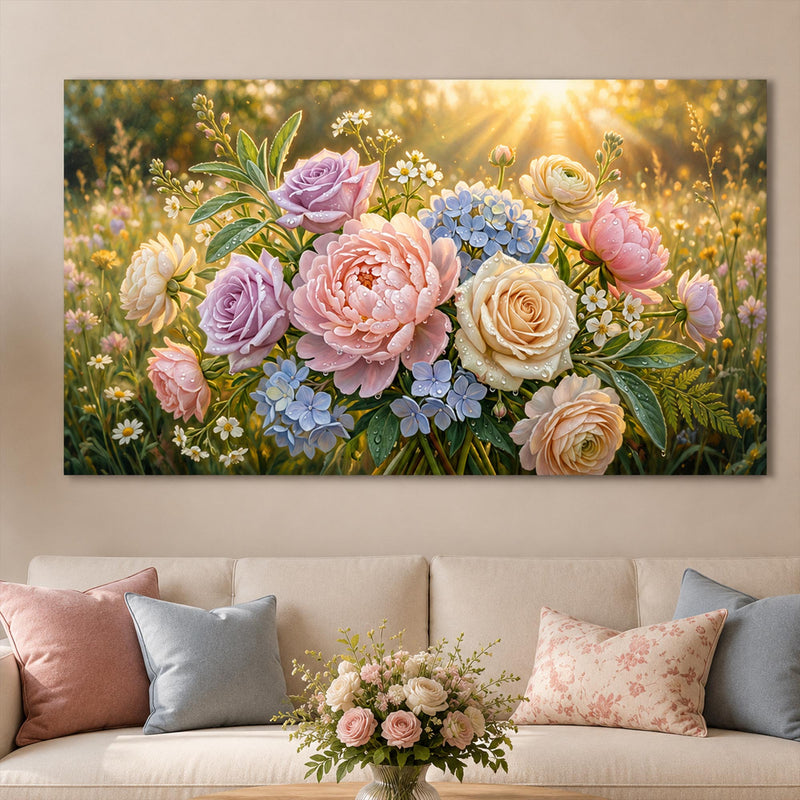 Gün Işığında Pastel Çiçekler Cam Tablo – Cam Tablo
