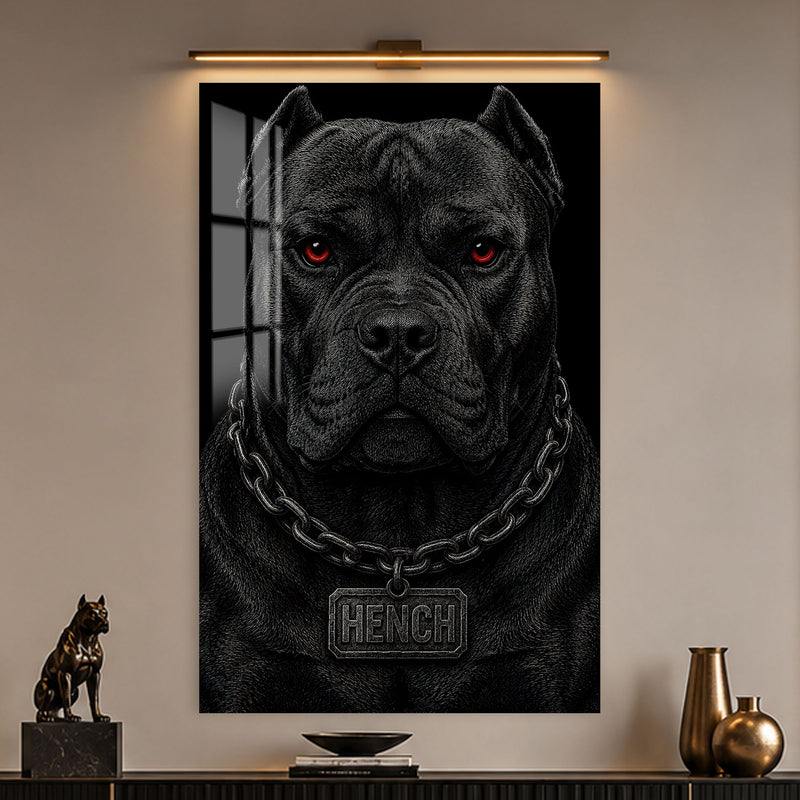 Zincirli Kara Köpek Cam Tablo – Cam Tablo