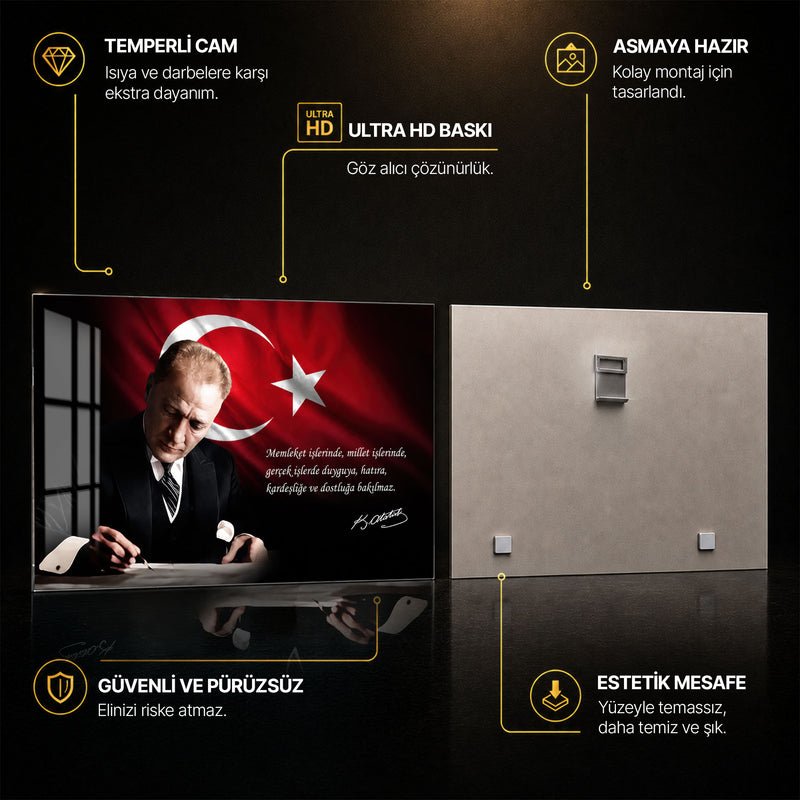 Masada Yazan Atatürk Cam Tablo