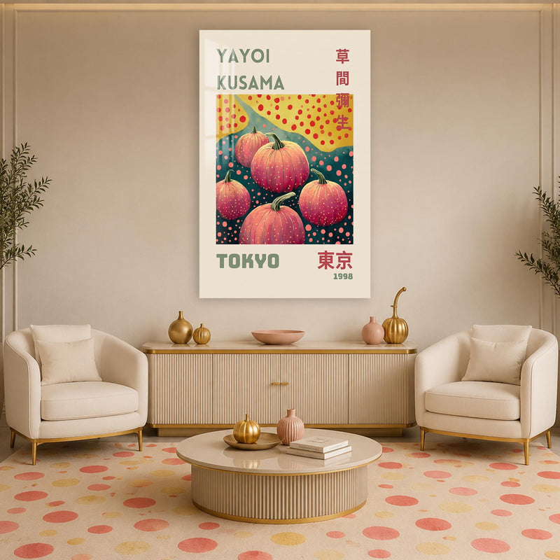 Pembe Noktalı Kabak Bahçesi Cam Tablo – Cam Tablo