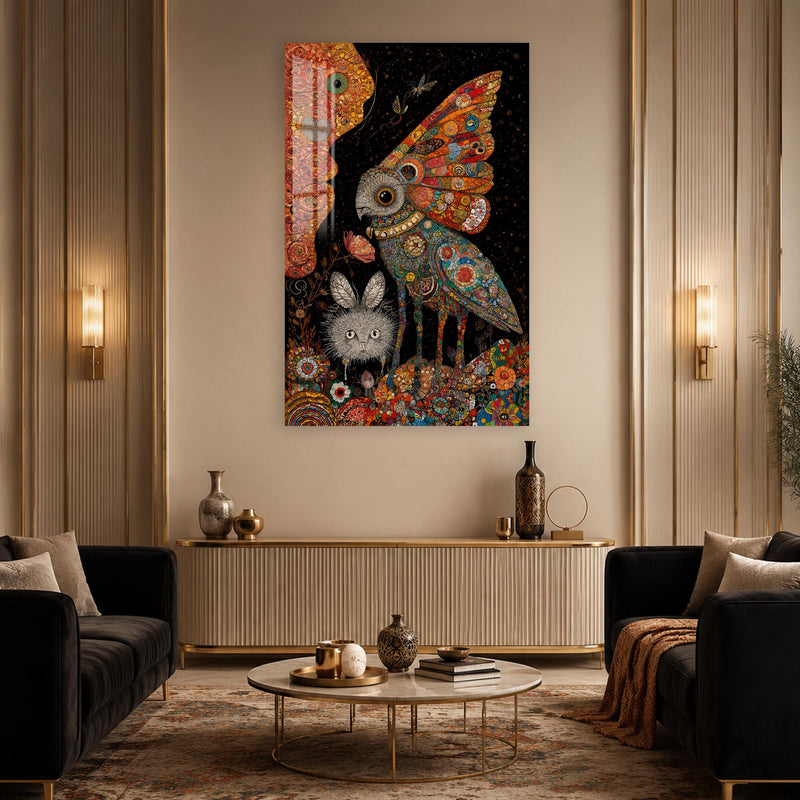 Masalsı Baykuş Bahçesi Cam Tablo – Cam Tablo