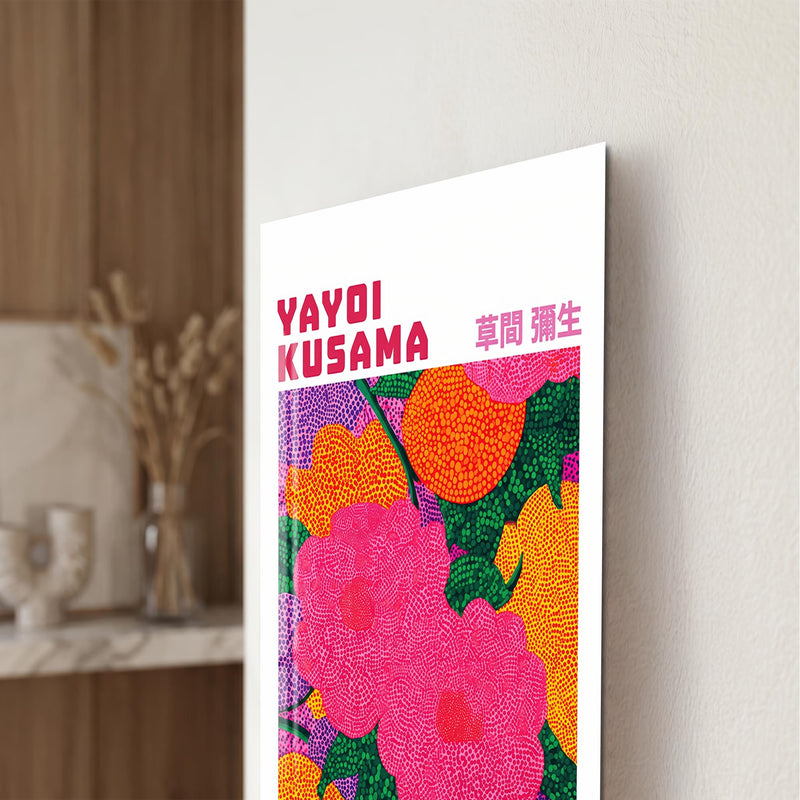 Pembe Benekli Çiçek Buketi Cam Tablo – Cam Tablo