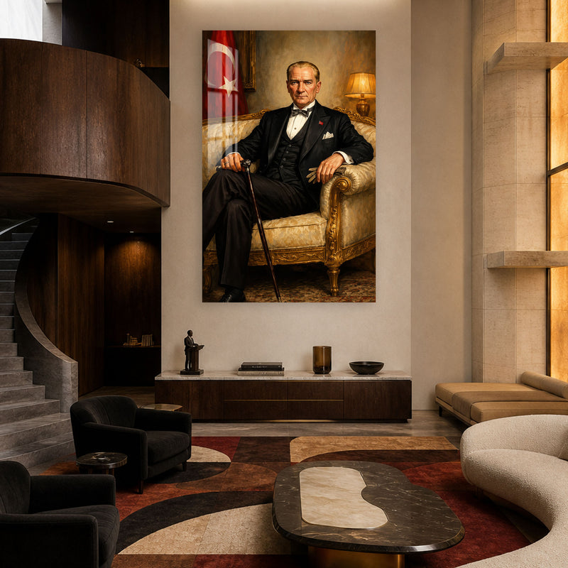 Koltukta Atatürk Cam Tablo