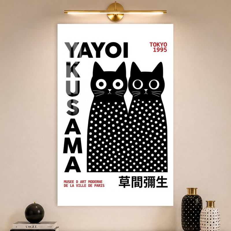Benekli Siyah Kedi İkilisi Cam Tablo – Cam Tablo