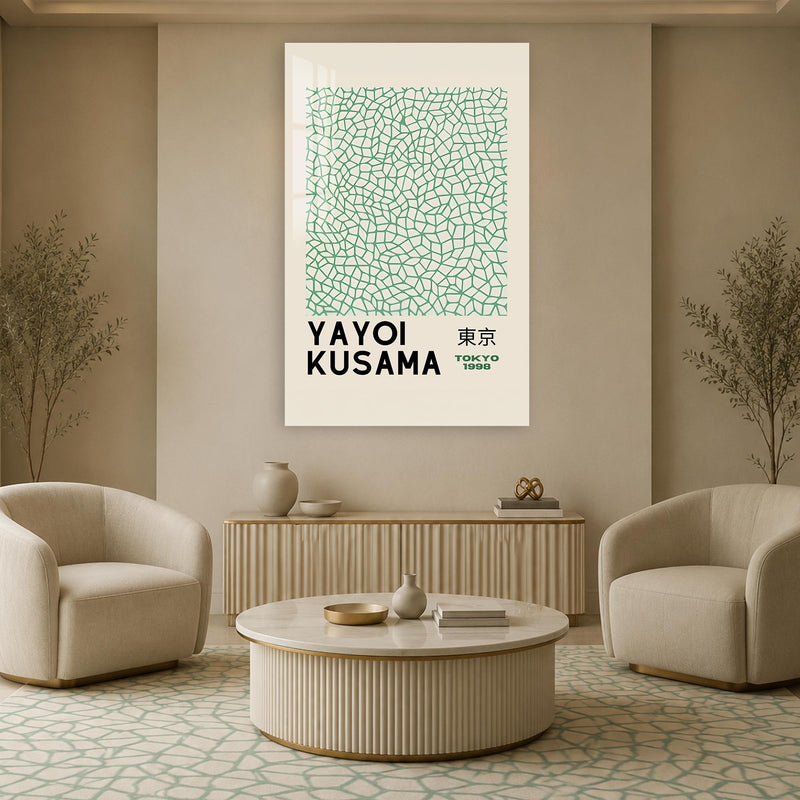 Yeşil Çizgilerin Sonsuz Ağı Cam Tablo – Cam Tablo