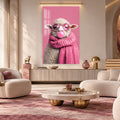 Balonlu Pembe Koyun Cam Tablo – Cam Tablo