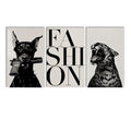Fashion Yazılı Dobermann ve Leopar Üçlü Cam Tablo