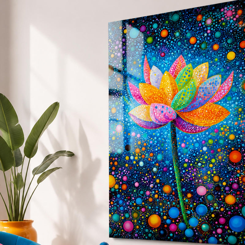 Noktalı Lotus Çiçeği Cam Tablo – Cam Tablo