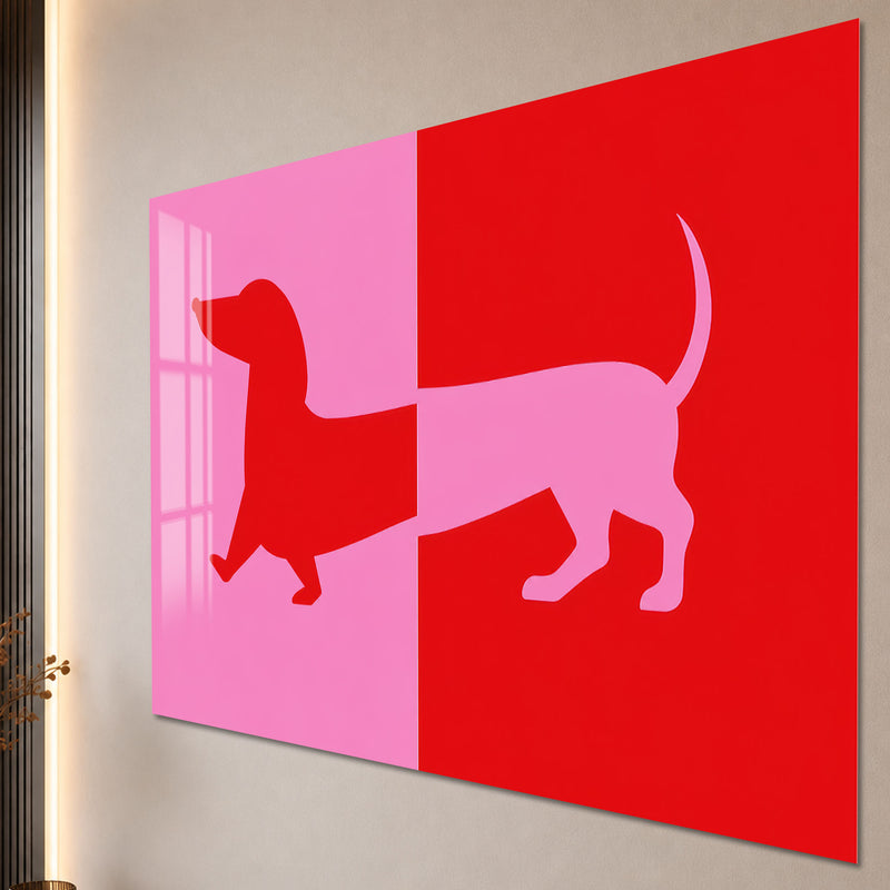 Pembe Kırmızı Sosis Köpek Cam Tablo – Cam Tablo