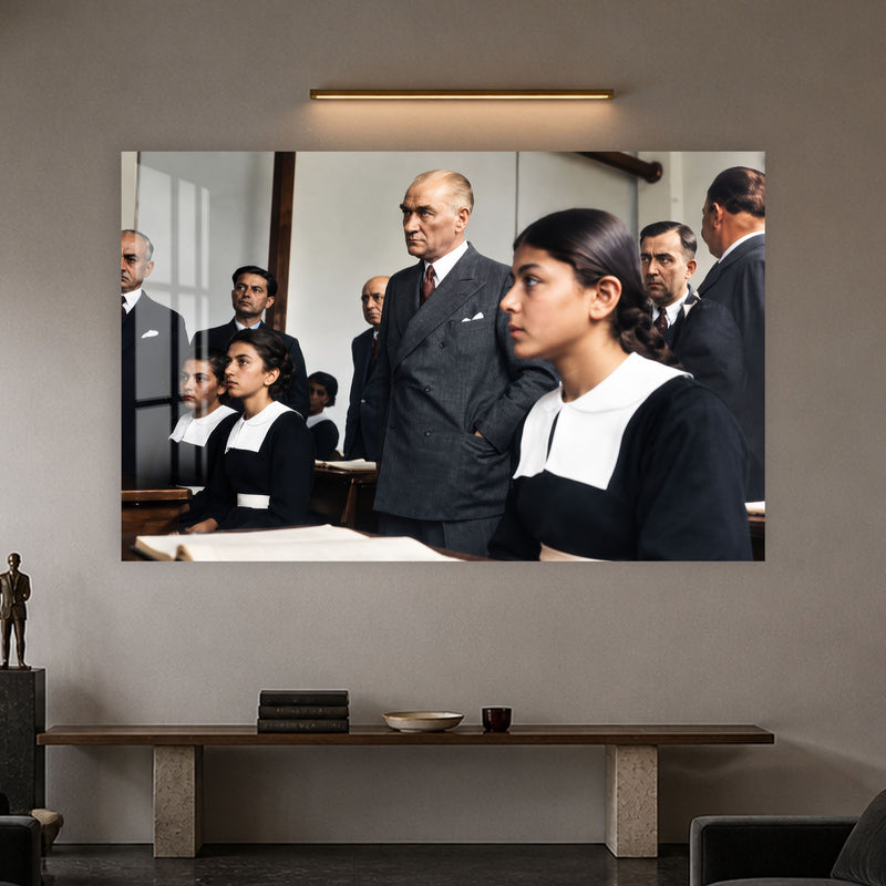 Sınıfta Atatürk Cam Tablo