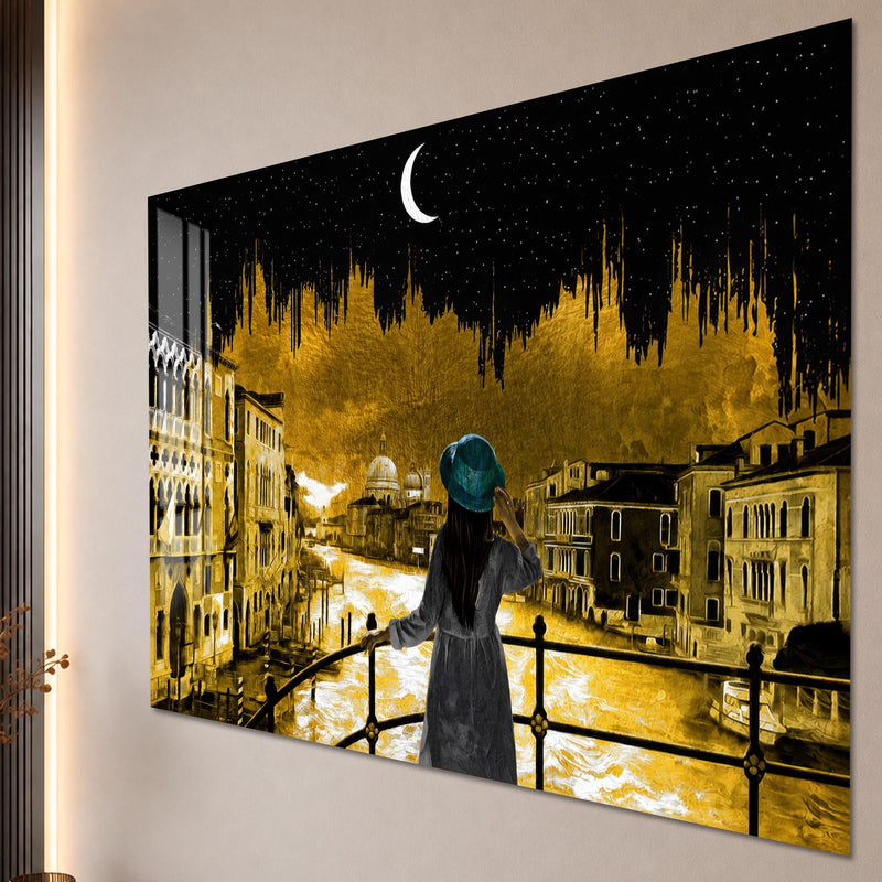 Venedik Gecesinde Kadın Cam Tablo – Cam Tablo
