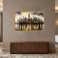New York Gece Empire State Altın Cam Tablo – Altin Cerceveli Cam Tablo