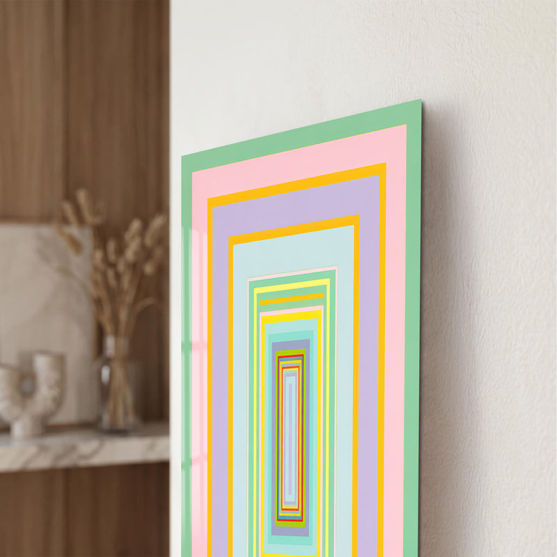 Pastel Çerçeveli Kareler Cam Tablo – Cam Tablo