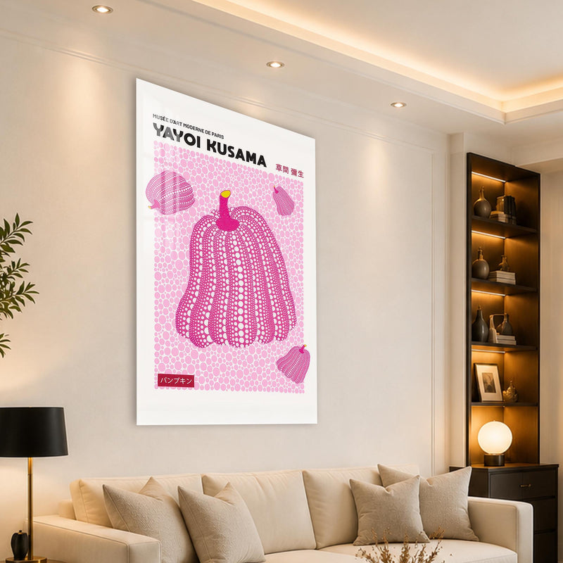Pembe Puantiyeli Masal Kabağı Cam Tablo – Cam Tablo