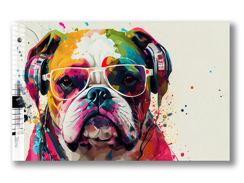 Renkli Bulldog Cam Tablo – Cam Tablo