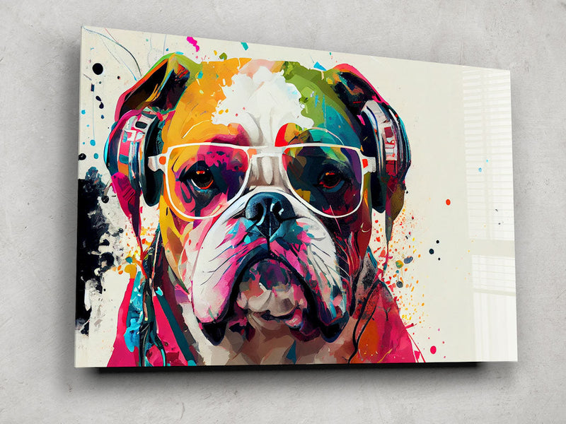 Renkli Bulldog Cam Tablo – Cam Tablo