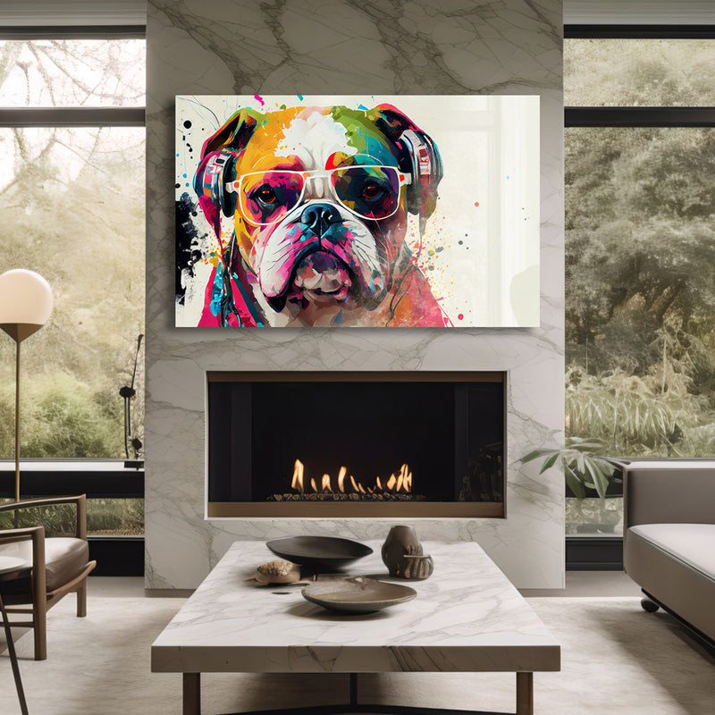 Renkli Bulldog Cam Tablo – Cam Tablo