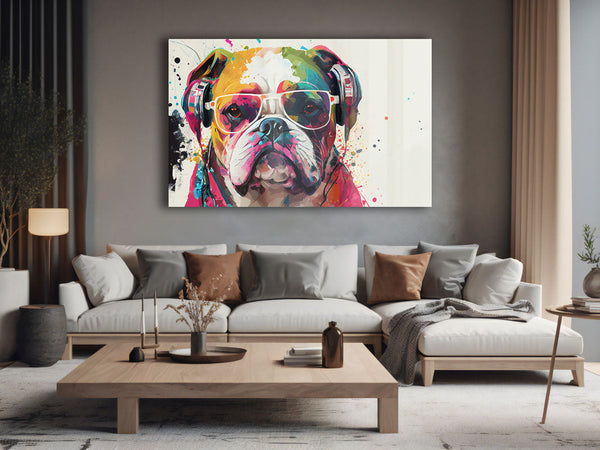 Renkli Bulldog Cam Tablo