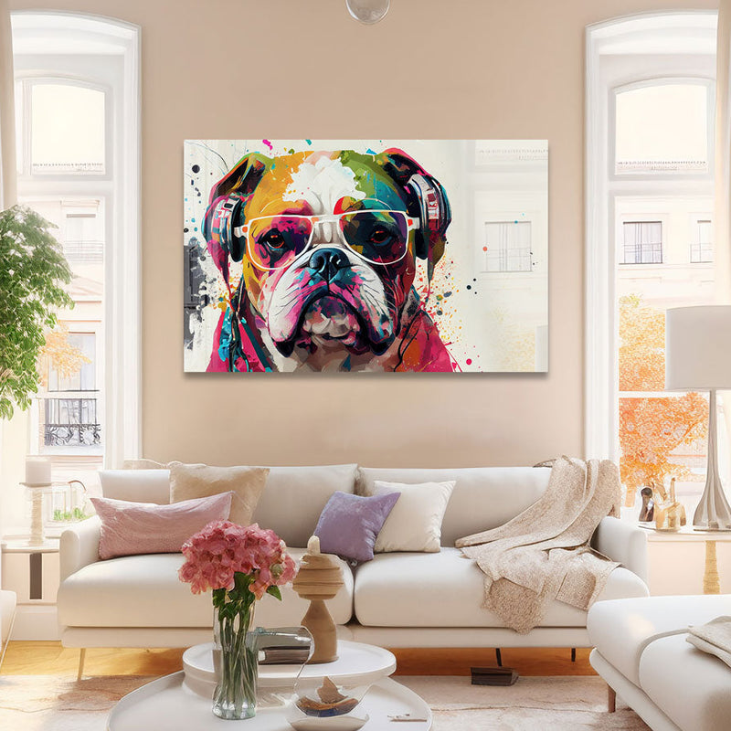 Renkli Bulldog Cam Tablo – Cam Tablo