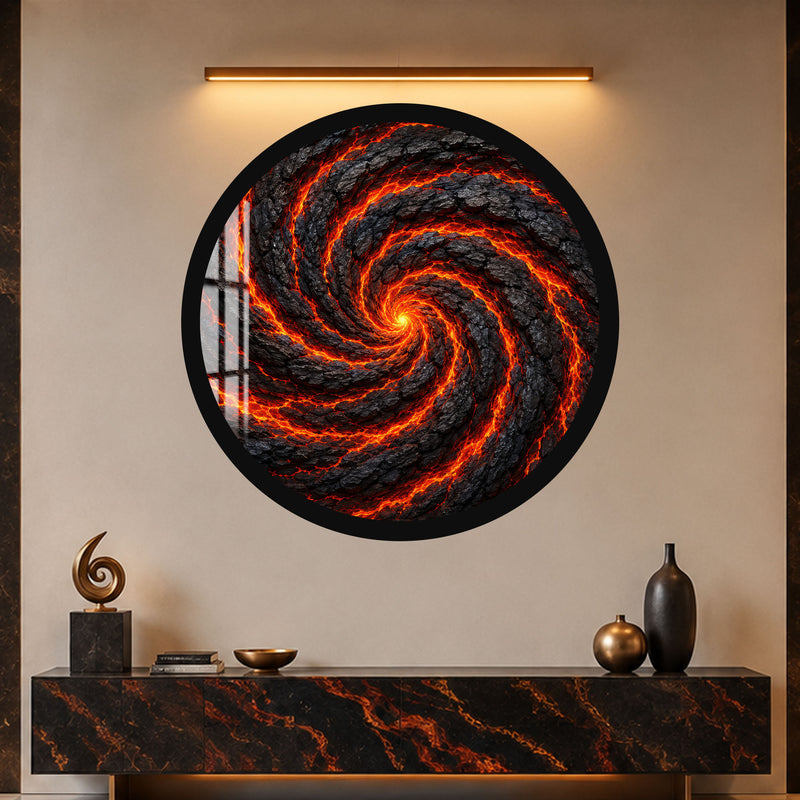 Siyah Kabuktan Dönen Spiral Cam Tablo – Siyah Çerçeveli Cam Tablo