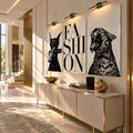 Fashion Yazılı Dobermann ve Leopar Üçlü Cam Tablo
