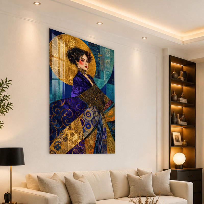 Klimt Esintili Kadın Cam Tablo – Cam Tablo