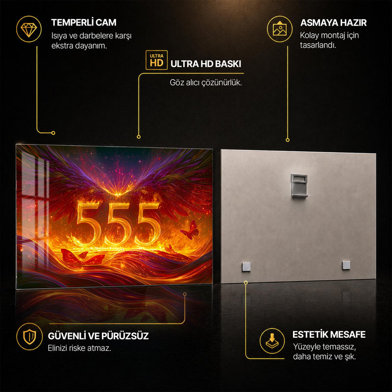 Kelebekli Alev Kanat 555 Cam Tablo – Cam Tablo