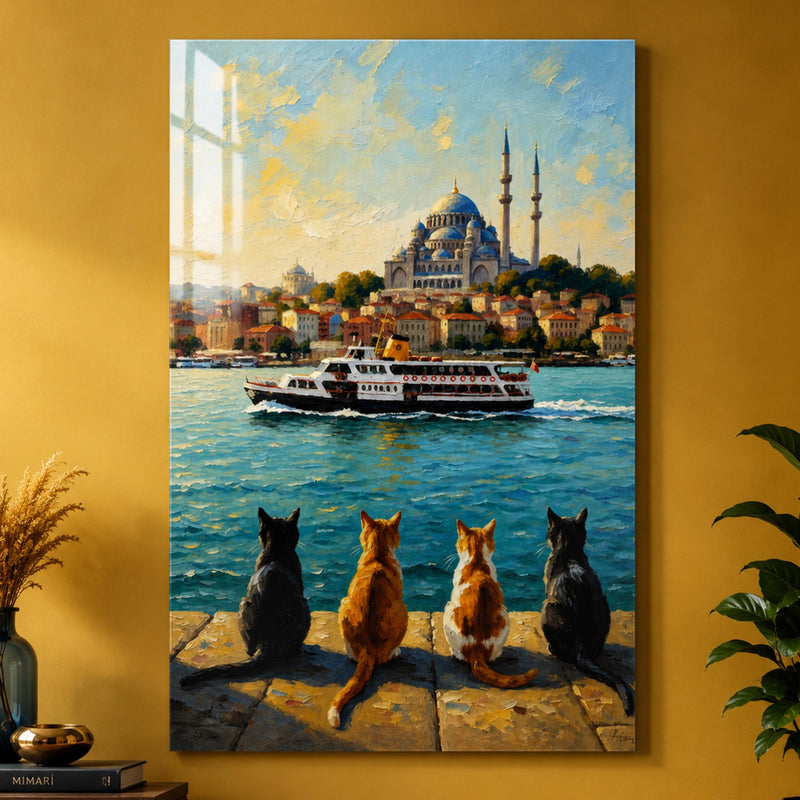 İstanbul Boğazı Kedi Manzarası Cam Tablo – Cam Tablo