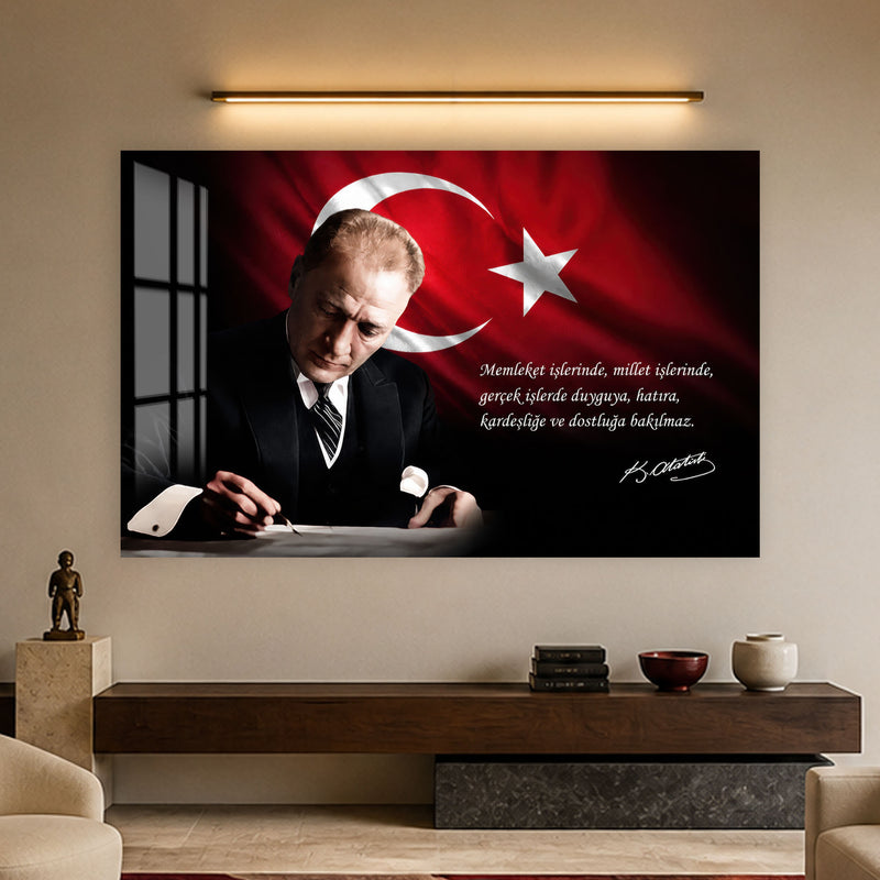 Masada Yazan Atatürk Cam Tablo