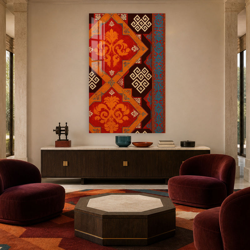 Kızıl Kilim Deseni Cam Tablo – Cam Tablo
