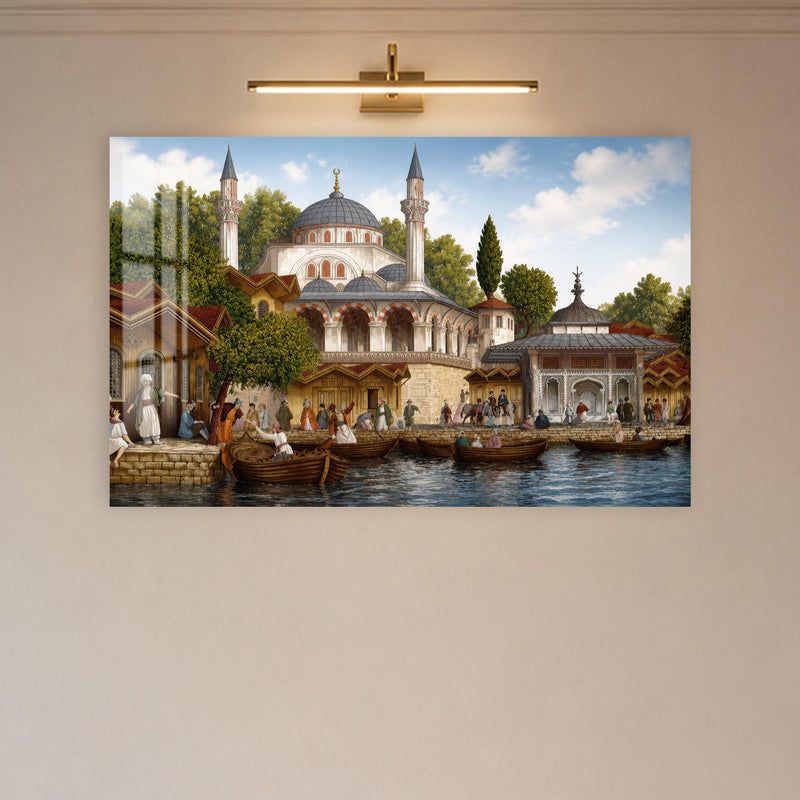 Osmanlı Sahil Camii ve Kayıklar Cam Tablo – Cam Tablo