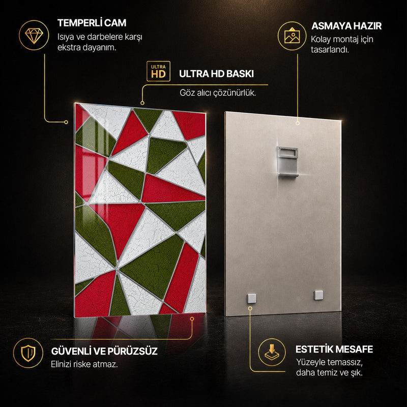 Vitray Geometrik Üçgen Cam Tablo – Cam Tablo