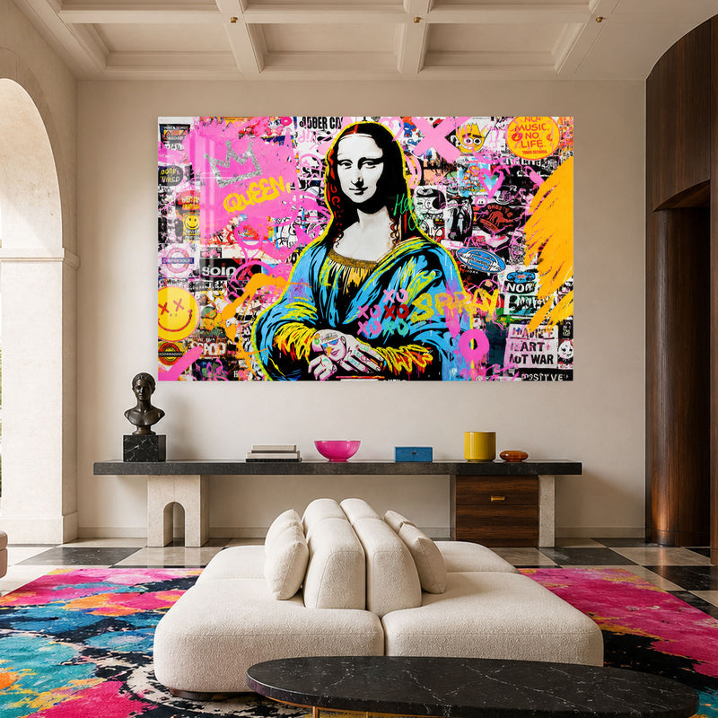 Pop Art Mona Lisa Grafiti Cam Tablo – Cam Tablo