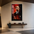 Kızıl Işıkta Atatürk Cam Tablo – Gümüş Çerçeveli