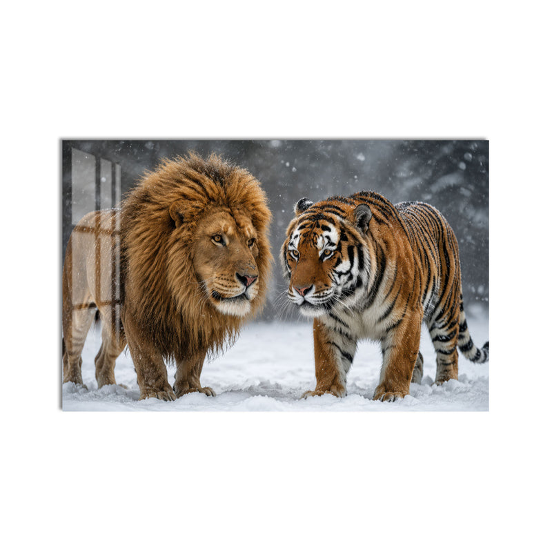 Karda Aslan ve Kaplan Cam Tablo – Cam Tablo